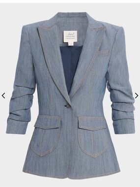 cinq a sept Light Blue Denim Tailored Blazer